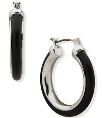 Anne Klein Leather Hoop Earrings