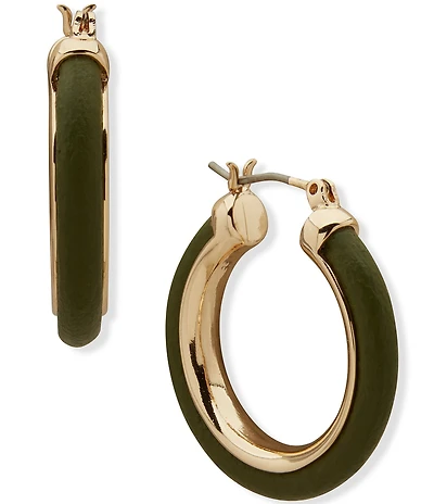 Anne Klein Leather Hoop Earrings