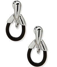 Anne Klein Leather Teardrop Drop Clip Earrings