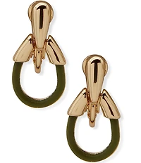 Anne Klein Leather Teardrop Drop Clip Earrings