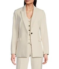 Anne Klein Liberty Stretch Notch Collar One Button Blazer
