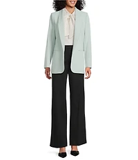 Anne Klein Long Sleeve Front Hip Pocket Open Front Stretch Blazer