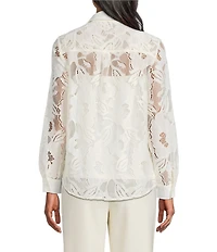 Anne Klein Long Sleeve Lace Button Down Shirt