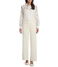 Anne Klein Long Sleeve Lace Button Down Shirt