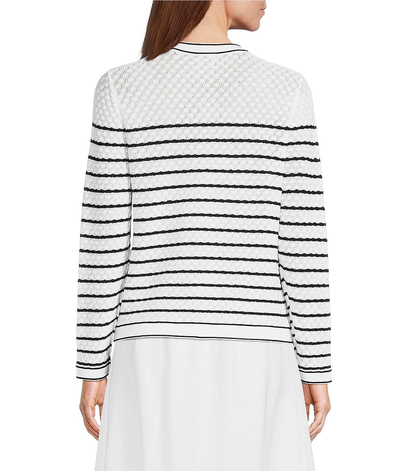 Anne Klein Long Sleeve Stripe Cardigan