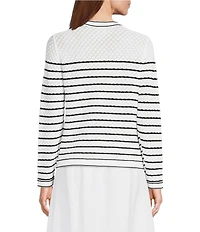 Anne Klein Long Sleeve Stripe Cardigan