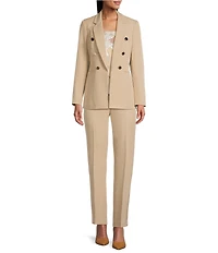 Anne Klein Long Sleeve Welt Pockets Faux Double Breasted Jacket