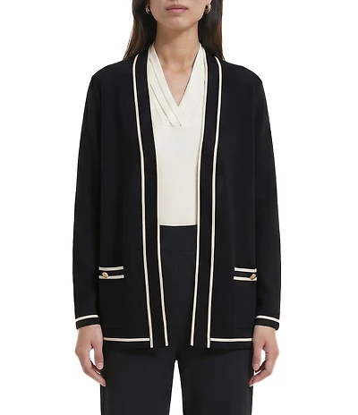 Anne Klein Malibu Contrast Piping Cardigan