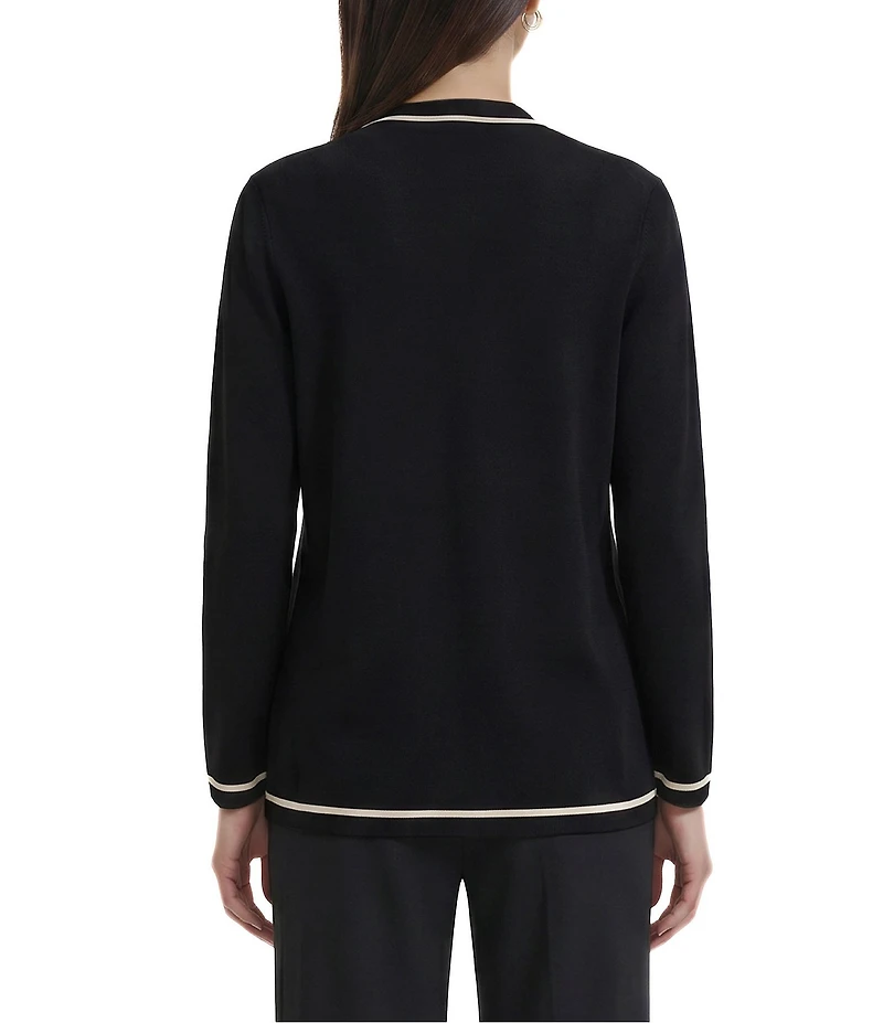 Anne Klein Malibu Contrast Piping Cardigan