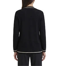 Anne Klein Malibu Contrast Piping Cardigan