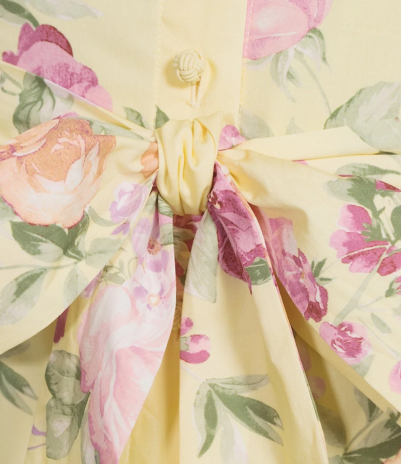 Anne Klein Maxi Floral Print Short Sleeve Tiered Shirt Dress