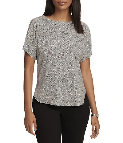 Anne Klein Mini Dot Short Sleeve Blouse