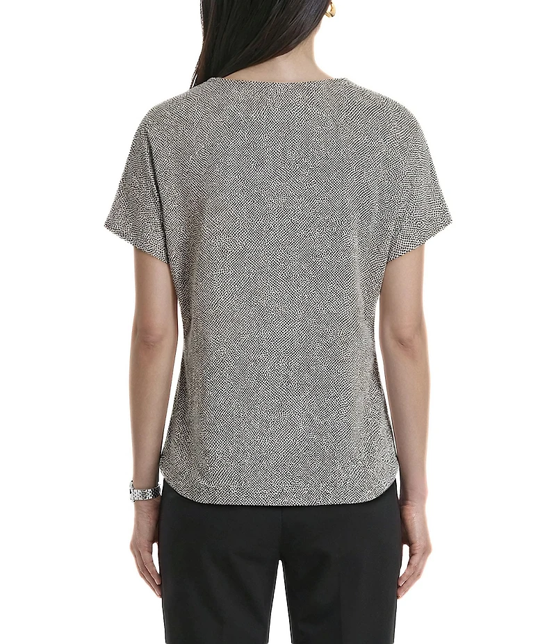 Anne Klein Mini Dot Short Sleeve Blouse