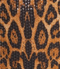 Anne Klein Mock Neck 3/4 Sleeve Sequin Cheetah Print Midi Dress