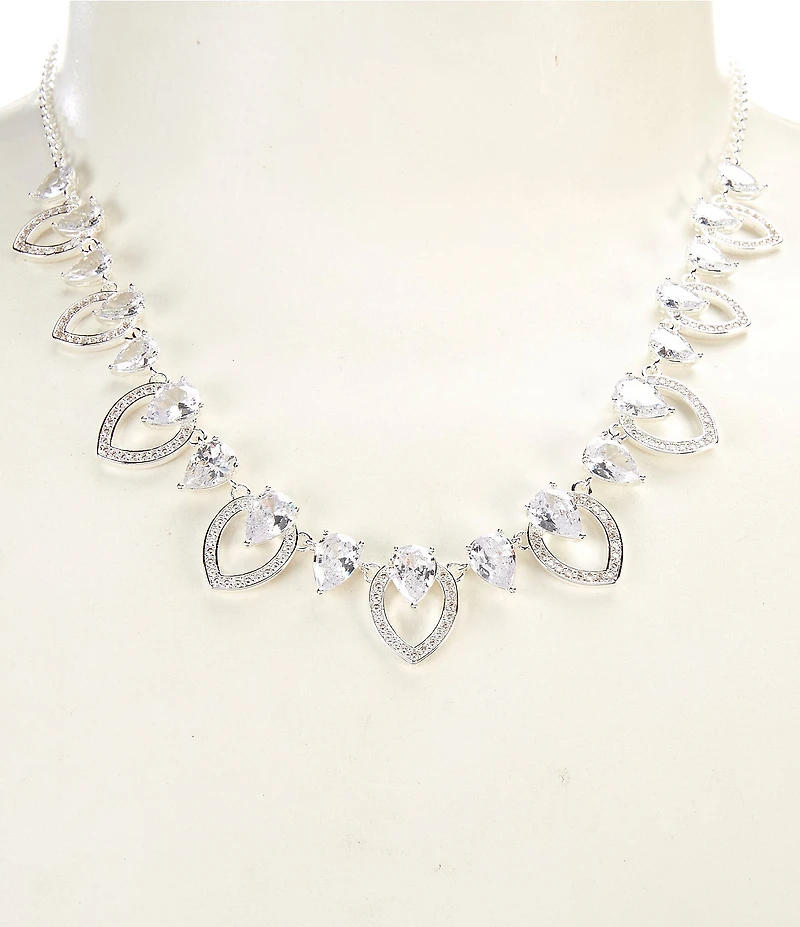 Anne Klein Navette Pearl Stone Frontal Collar Necklace