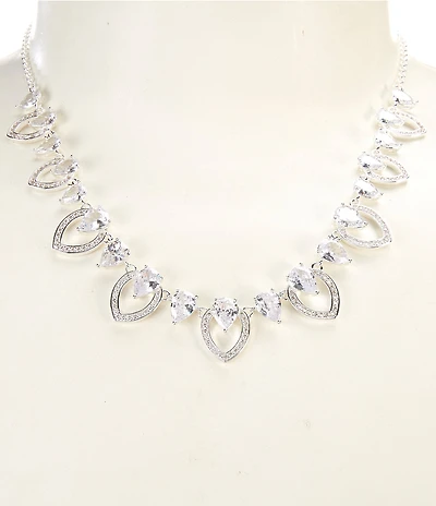 Anne Klein Navette Pearl Stone Frontal Collar Necklace