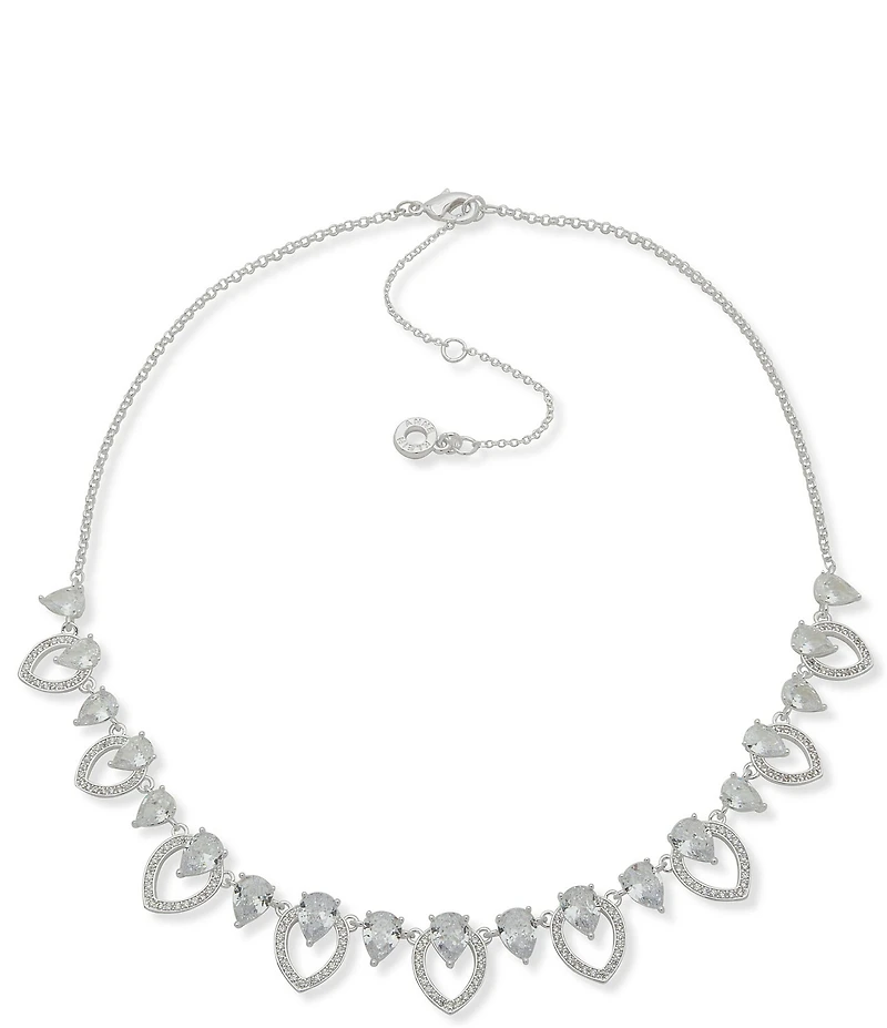Anne Klein Navette Pearl Stone Frontal Collar Necklace