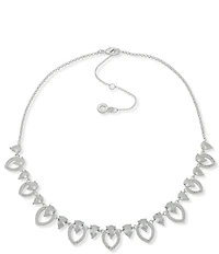 Anne Klein Navette Pearl Stone Frontal Collar Necklace