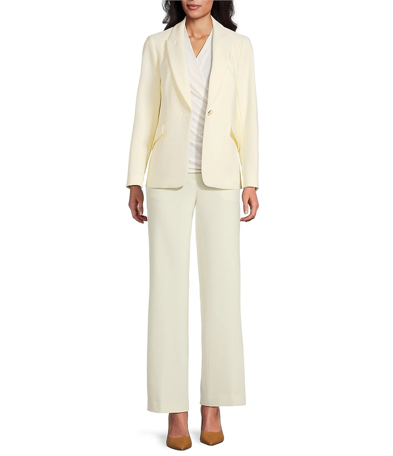 Anne Klein One Button Fitted Peak Slant Flap Pocket Lapel Jacket