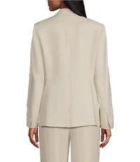 Anne Klein One Button Notch Collar Linen Blend Applique Jacket