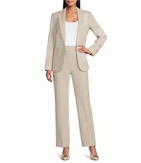 Anne Klein One Button Notch Collar Linen Blend Applique Jacket