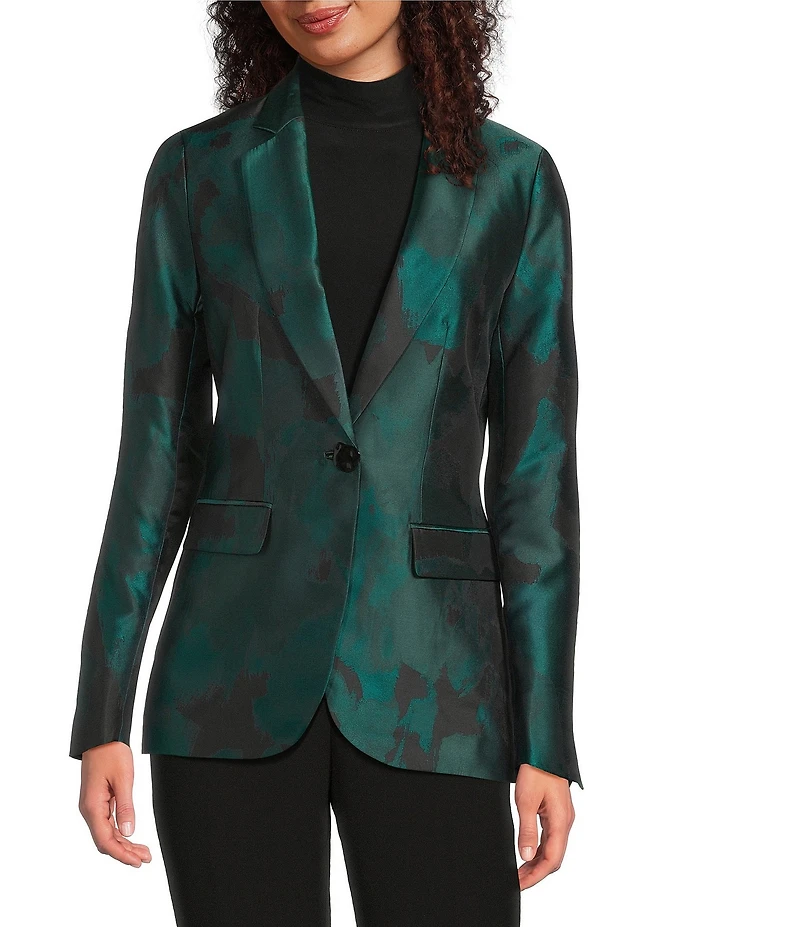 Anne Klein One Button Notch Collar Printed Jacket