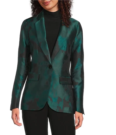 Anne Klein One Button Notch Collar Printed Jacket