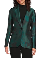 Anne Klein One Button Notch Collar Printed Jacket