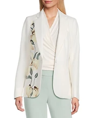 Anne Klein One Button Notch Collar Printed Jacket