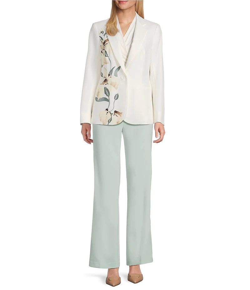 Anne Klein One Button Notch Collar Printed Jacket