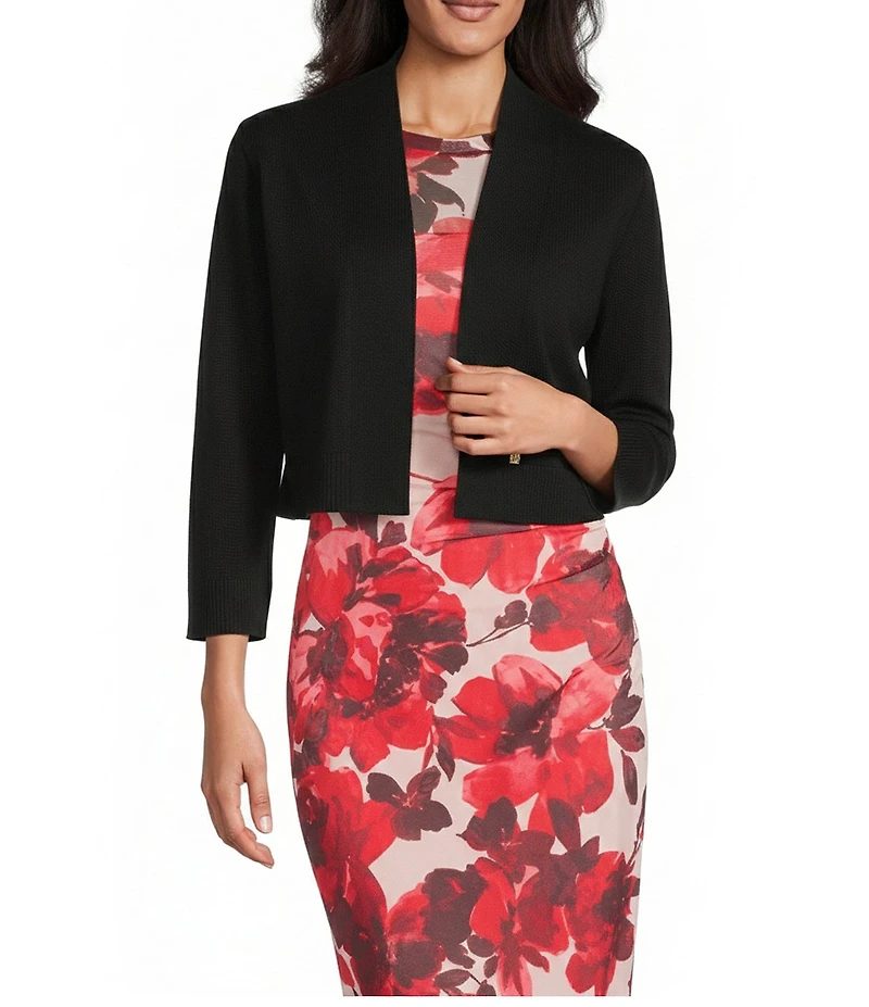 Anne Klein Open Front Cropped Long Sleeve Shrug