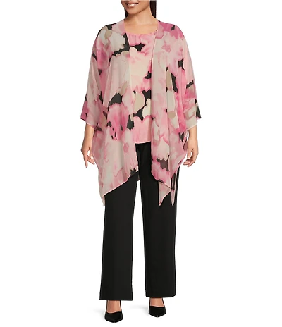 Anne Klein Plus Open Front Oversized Sheer Cardigan
