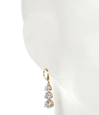 Anne Klein Past, Present, Future Three Stone Crystal CZ Linear Drop Earrings