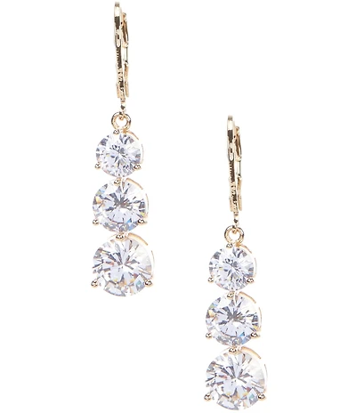 Anne Klein Past, Present, Future Three Stone Crystal CZ Linear Drop Earrings