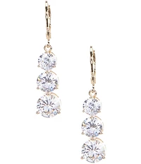 Anne Klein Past, Present, Future Three Stone Crystal CZ Linear Drop Earrings