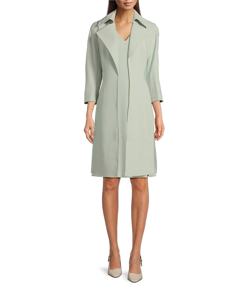 Anne Klein Peak Lapel Notch Collar Long Sleeves Topper Urban Stretch Jacket