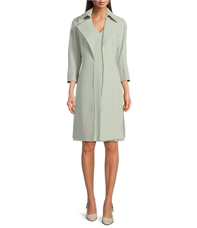 Anne Klein Peak Lapel Notch Collar Long Sleeves Topper Urban Stretch Jacket