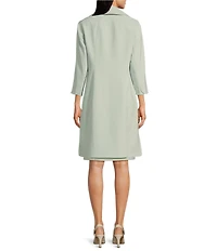 Anne Klein Peak Lapel Notch Collar Long Sleeves Topper Urban Stretch Jacket