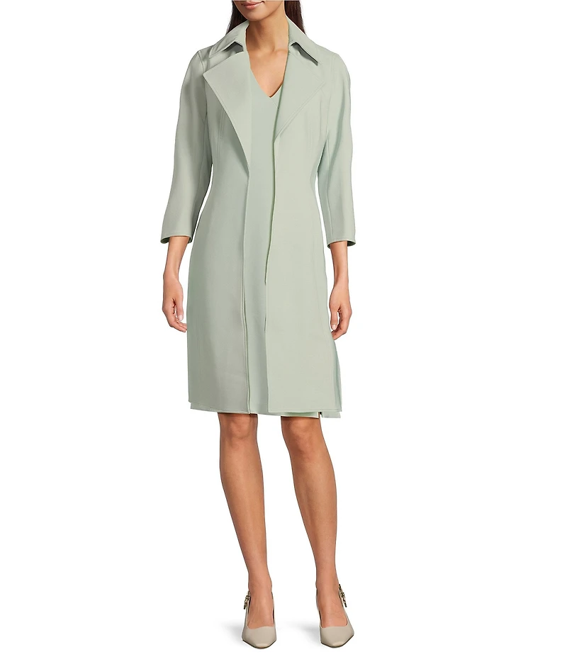 Anne Klein Peak Lapel Notch Collar Long Sleeves Topper Urban Stretch Jacket
