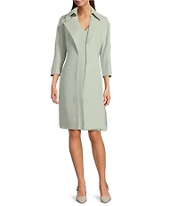 Anne Klein Peak Lapel Notch Collar Long Sleeves Topper Urban Stretch Jacket