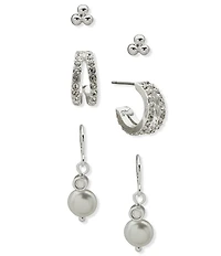 Anne Klein Pearl Coin Trio Earring Set
