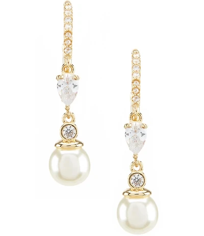 Anne Klein Faux-Pearl Crystal Linear Earrings