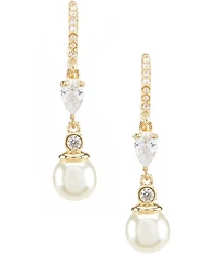 Anne Klein Faux-Pearl Crystal Linear Earrings
