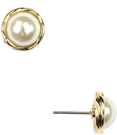 Anne Klein Faux-Pearl Framed Stud Earrings