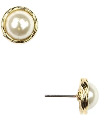 Anne Klein Faux-Pearl Framed Stud Earrings