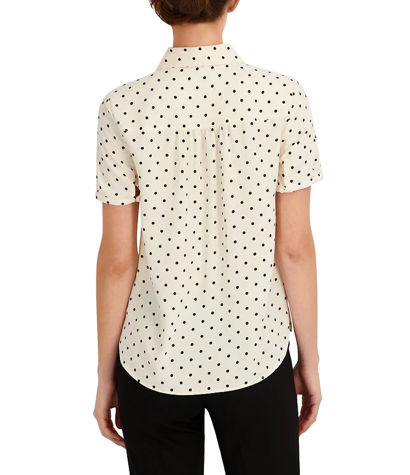 Anne Klein Petite Button Front Blouse With Cap Sleeve