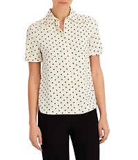 Anne Klein Petite Button Front Blouse With Cap Sleeve