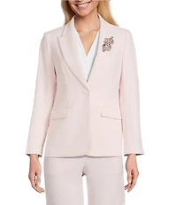 Anne Klein Petite Embellished Peak Lapel Blazer