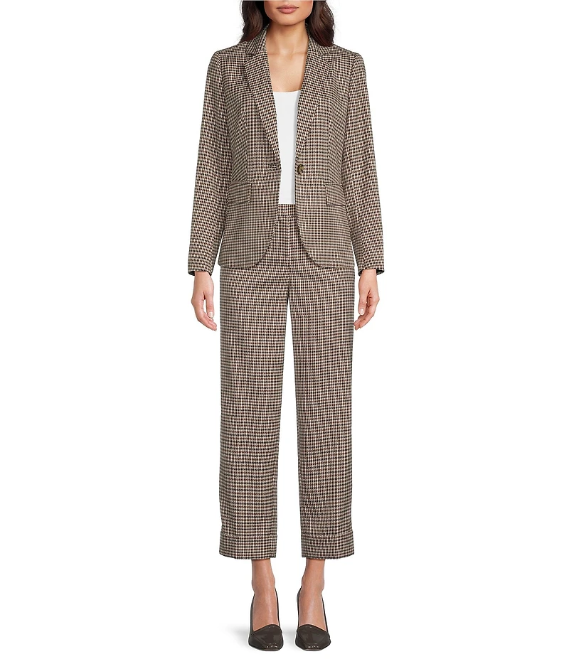 Anne Klein Petite Houndstooth One Button Blazer