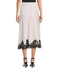 Anne Klein Petite Lace Trim Satin Maxi Skirt